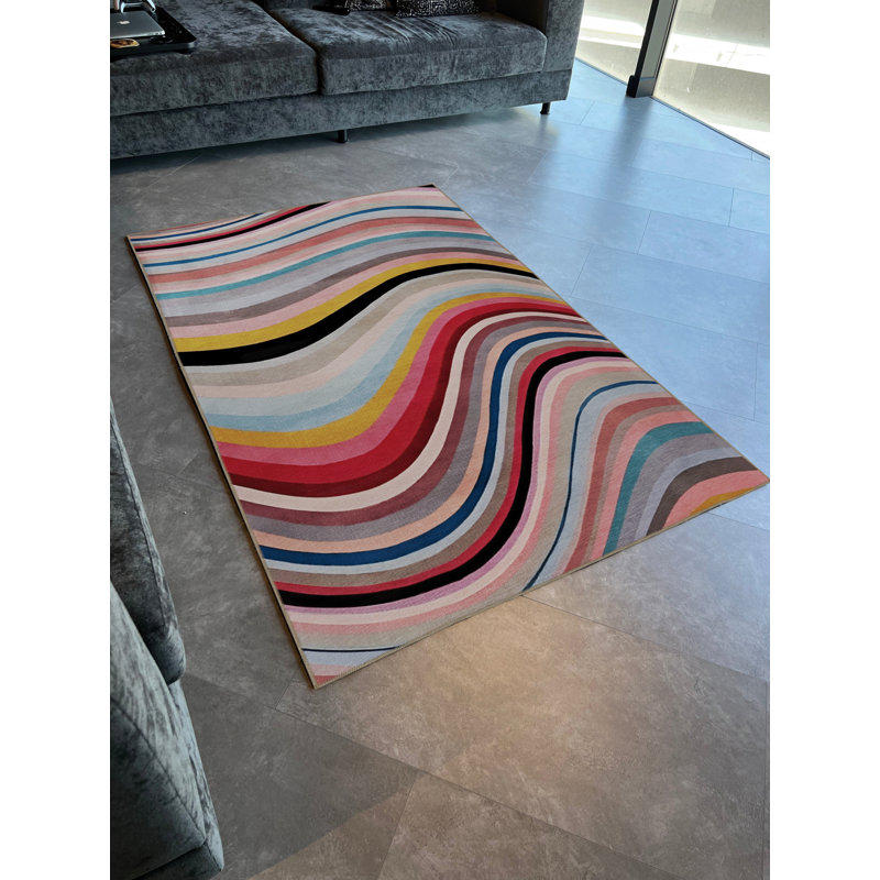 Tapis décoratif moderne à motifs clairs et multicolores, Rectangle 4 pi 7,12 po x 6 pi 6,74 po