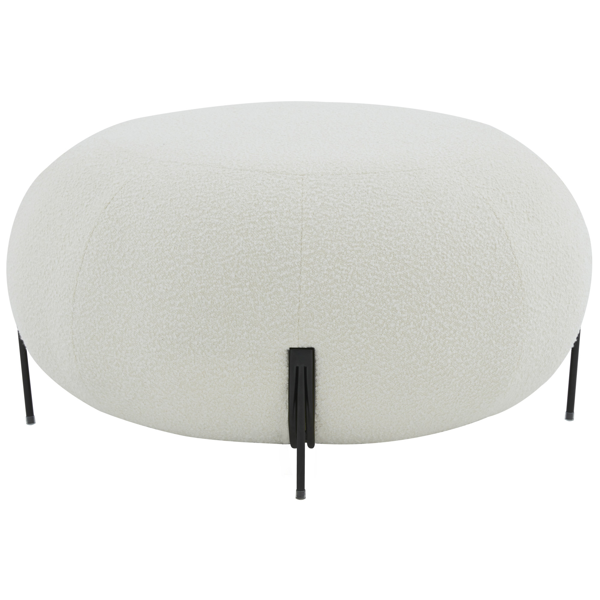 Lieze Upholstered Ottoman, Black, Ivory Boucle