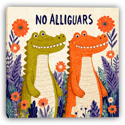 «No Alliguars - Green and Orange», art mural sur toile tendue