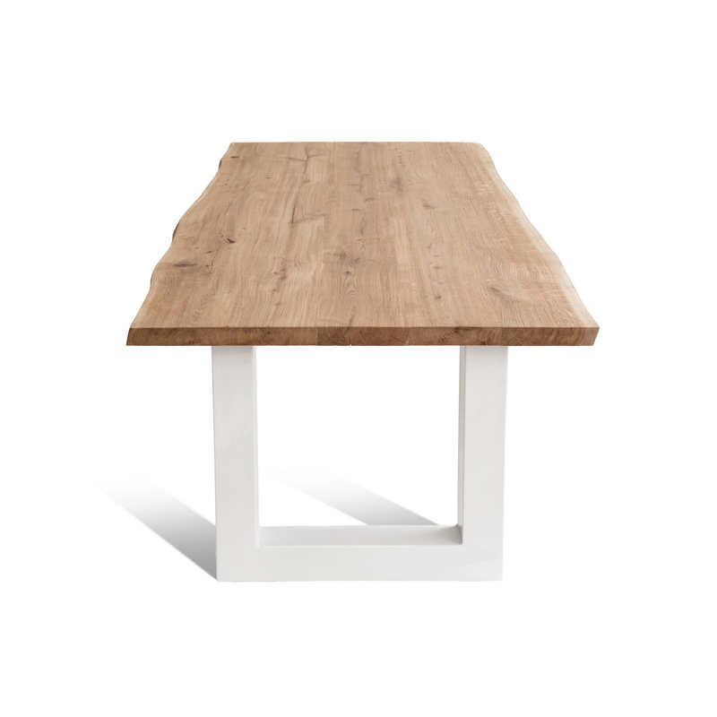 Oak Solid Wood Top Metal Base Dining Table