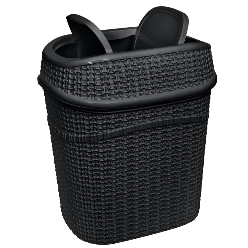 Matte Black Plastic Sailor Knot Swing Top Trash Bin