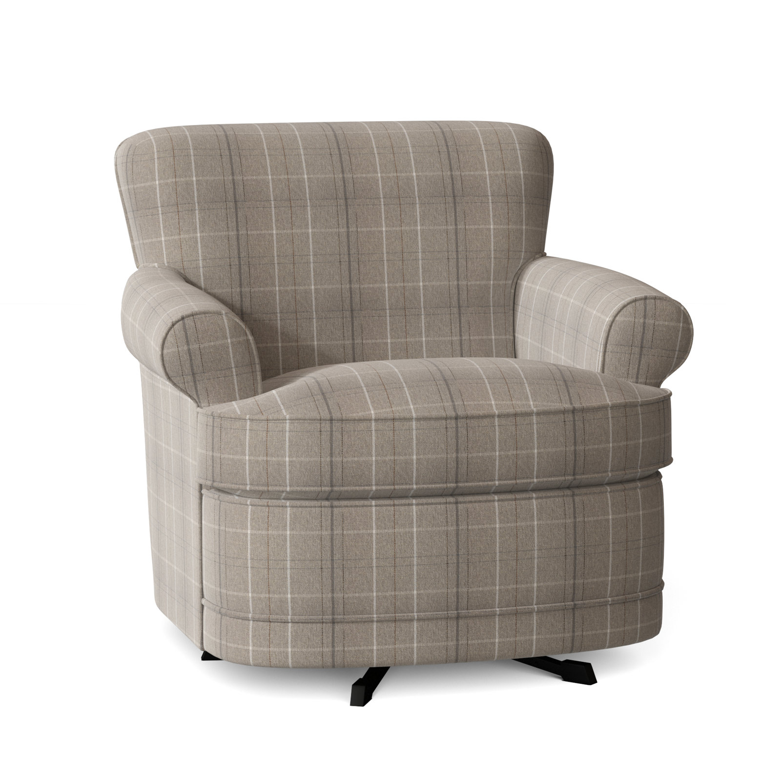 Maxton Upholstered Swivel Armchair, Taupe Plaid; 0126-73