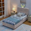 Lit simple tapissier avec tête de lit surdimensionnée, lumière DEL et 4 tiroirs de rangement; Ensemble de lattes, tissu bouclé-602366714-602366662