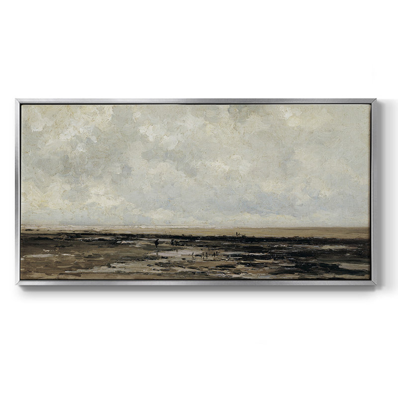 Paysage, série DCC-XXVI, toile tendue avec châssis, prête à être accrochée, H 25 po x l 49 po, Argent argent