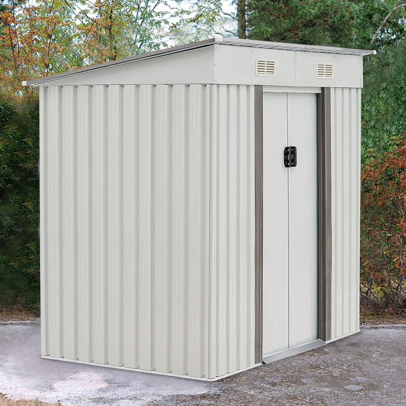 Color 6 ft. W x 4 ft. D Metal Storage Shed, White
