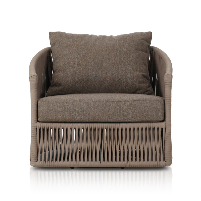 Porto Outdoor Swivel Lounge Chair, Khaki Rope, Ellor Brown