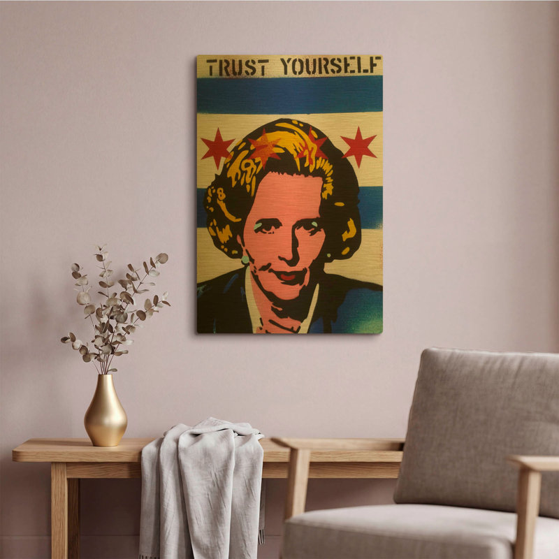 « Fais-toi confiance », une œuvre d'art murale abstraite en métal doré de style graffiti, 40,6 x 61 cm, 16 po x 24 po