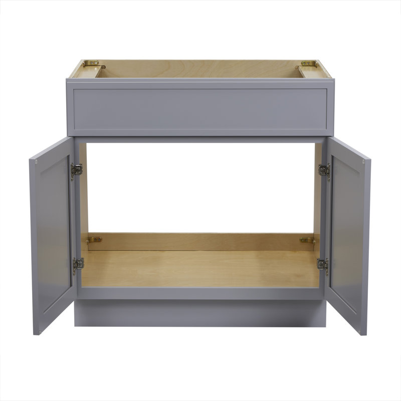 33" W Birch Plywood Freestanding Single Base Storage Cabinet with Soft Close Door, Gray