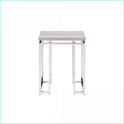 Modern Natural Oak &amp; Chrome Coffee Table, Space-Saving for Living Room