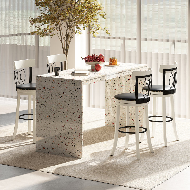 Ensemble de 30 tabourets de bar de 30 po avec repose-pieds en bois d'hévéa et rivets capitonnés, 4