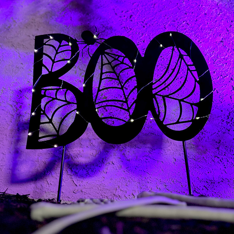 Décoration de Noël Haunted Hill Farm «Boo» à DEL 28 po avec piquet