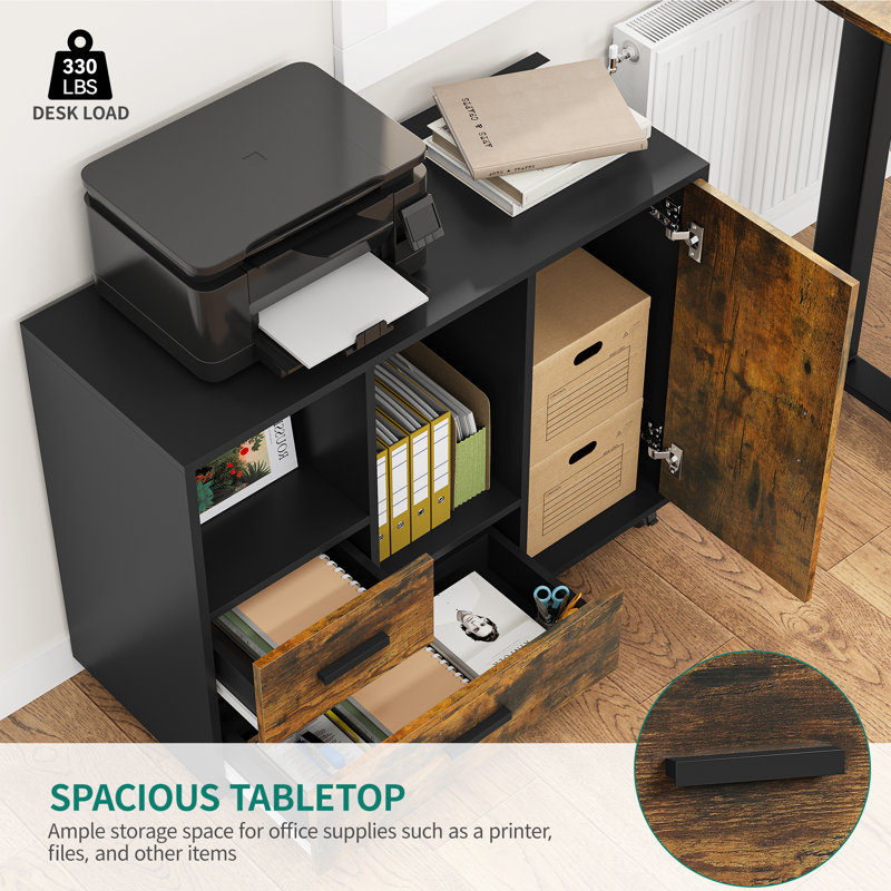 Aadhav 90cm Wide Mobile File Cabinet, 2-Drawer Filing Cabinets for Home & Office