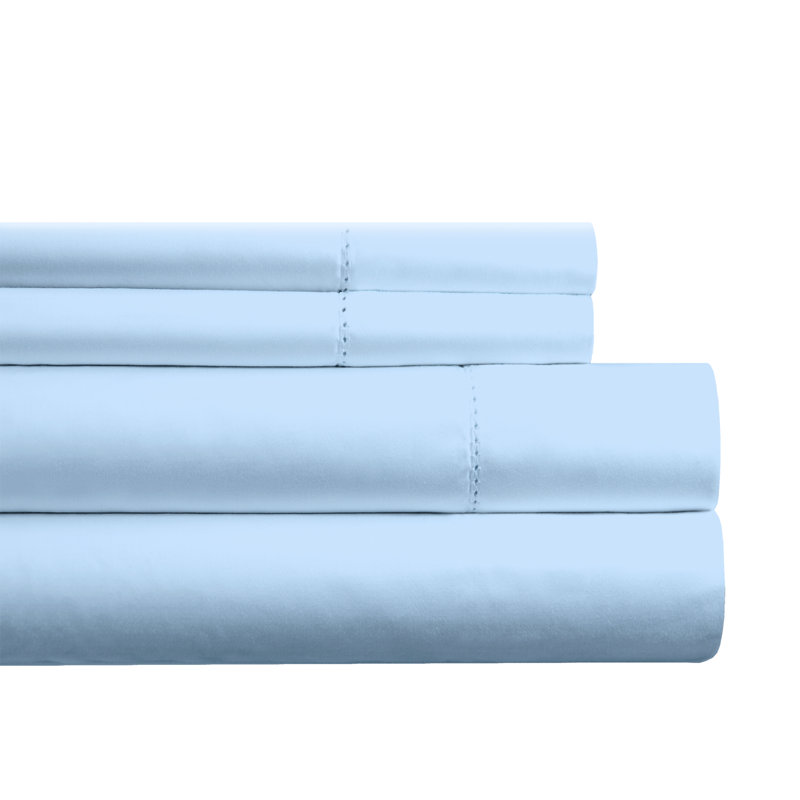 Ensemble de draps 100% coton à longues fibres 610 fils Celeste Home, Grand lit, Bleu spa