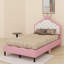 Lit princesse simple en similicuir avec tête de lit capitonnée-698784973
