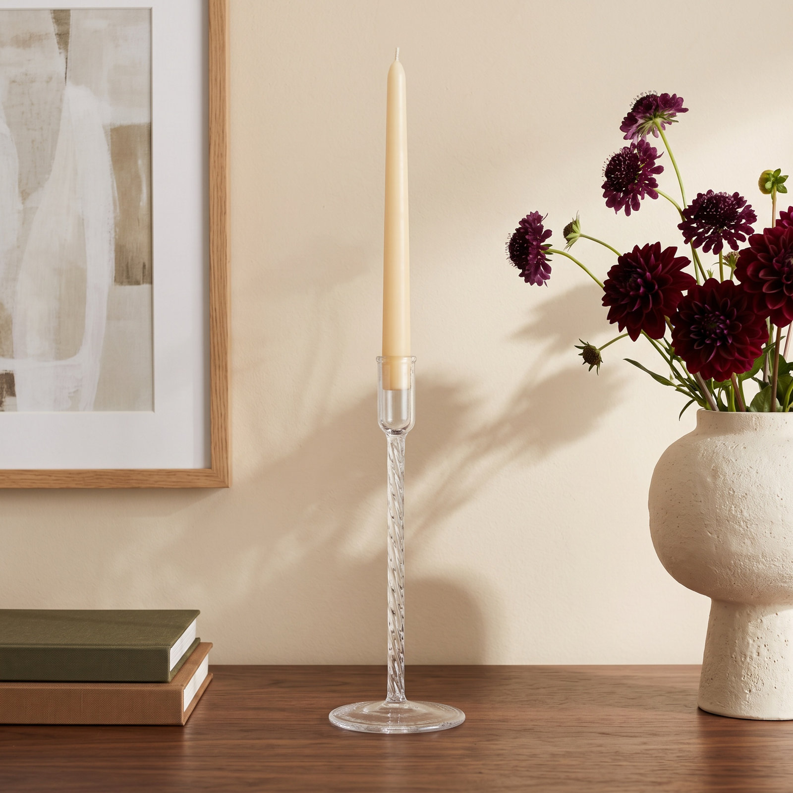 Clear Glass Candlestick Holder