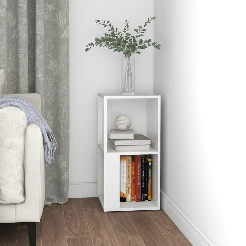 33cm W Corner Bookcase, 2 Shelves (67cmH x 33cmW x 33cmD), White