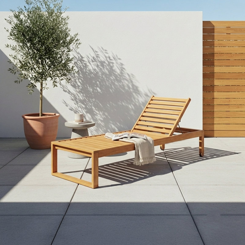 Outdoor Patio FSC Wood Recliner Lounger