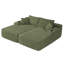 Chaise longue en L 69 po, tissu vert, sans assemblage, siège profond
