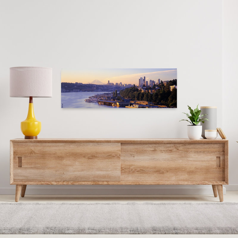Sunrise Lake Union Seattle Washington State USA by Greg Probst - Wrapped Canvas Panoramic Print, 30.48 cm H x 91.44 cm W