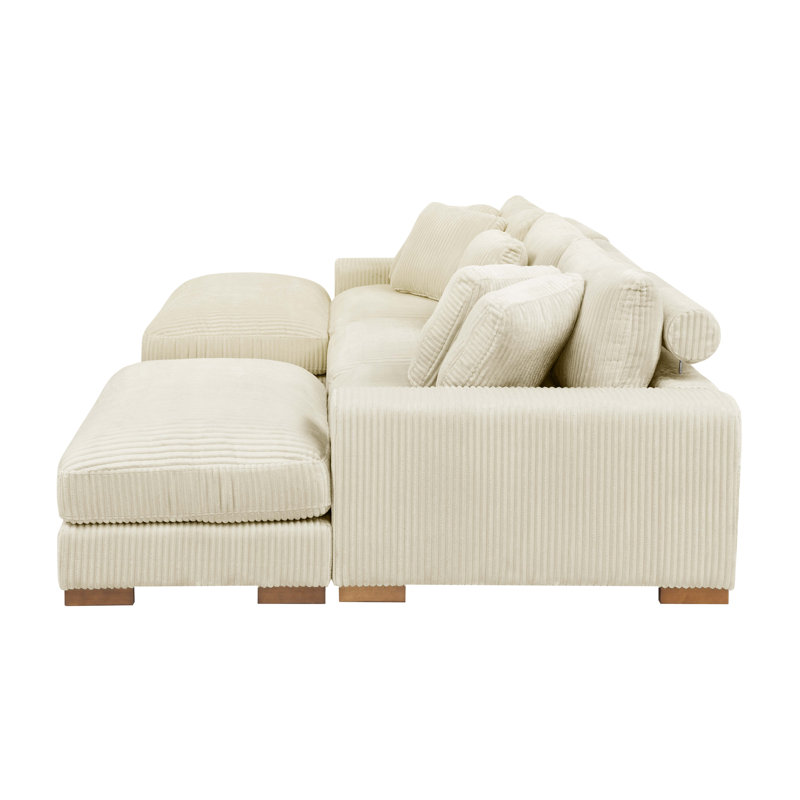 Ballymena Modular Corduroy Sectional, Dark Green Corduroy