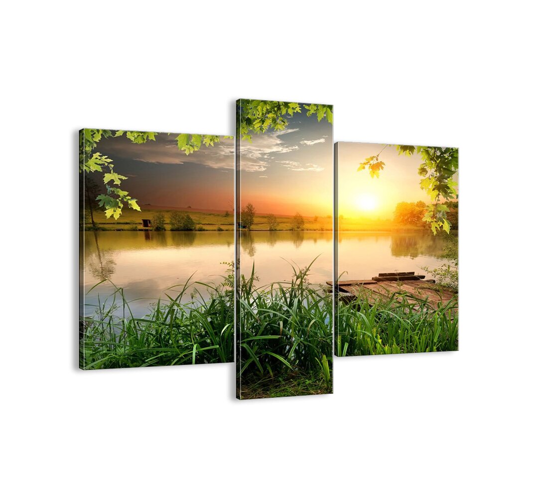 3-tlg. Leinwandbilder-Set - Fotografie „Landscape in a Green Frame”