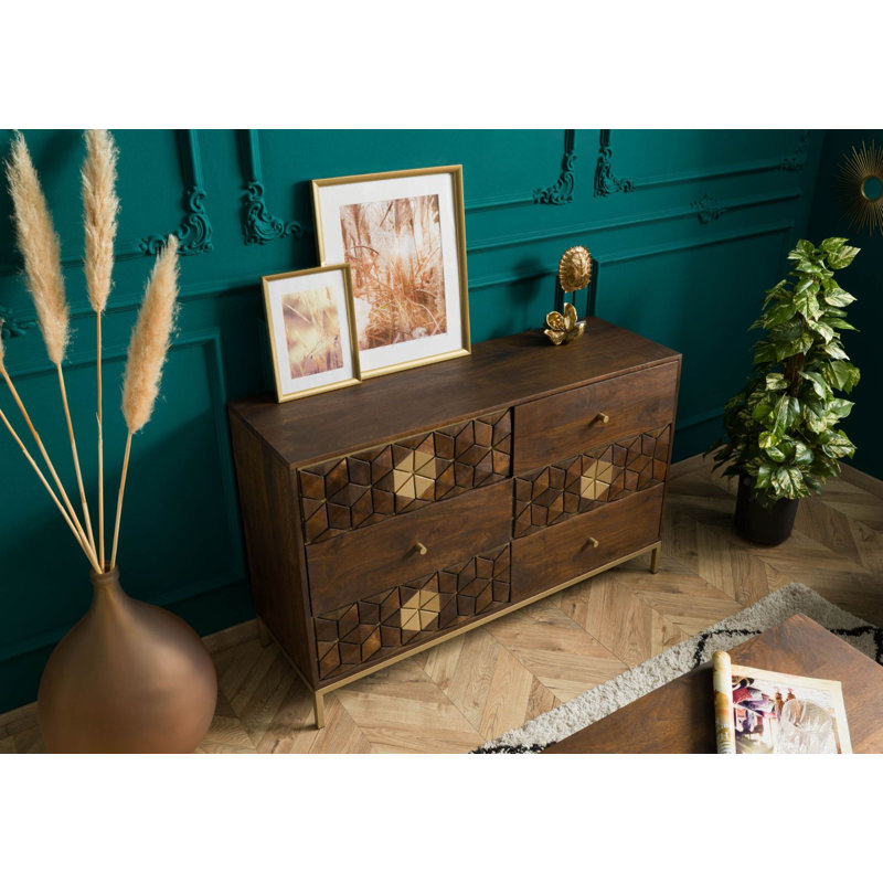 DIAMOND 122cm Solid Wood Sideboard, Brown