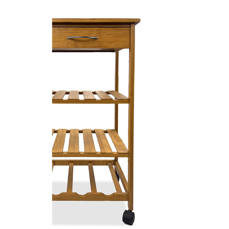 Chariot moderne moderne avec trois tablettes ouvertes et un tiroir de rangement