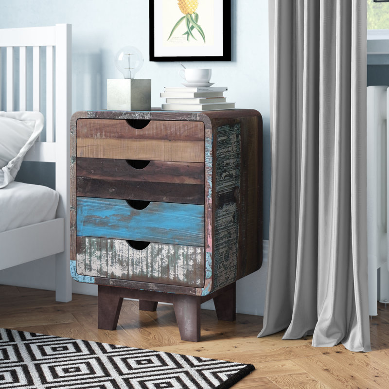 Paquette 50cm W Solid Wood Bedside Table