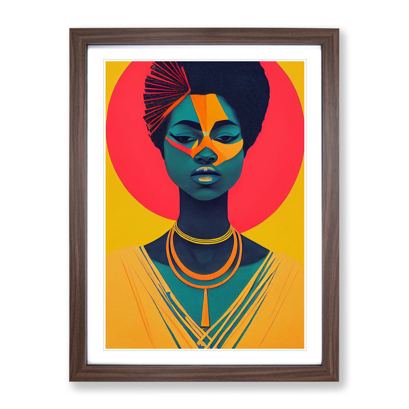 Bold Woman Abstract - Wall Art, 48cm H x 36cm W, Walnut Framed, White