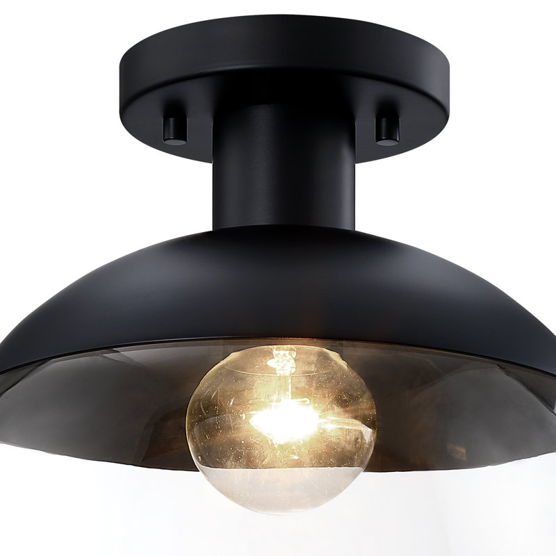 Wiljo Glass Semi Flush Mount, Matte Black