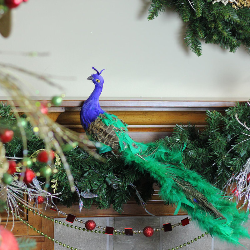 Décoration de table de Noël paon bleu et vert 22 po 22 po