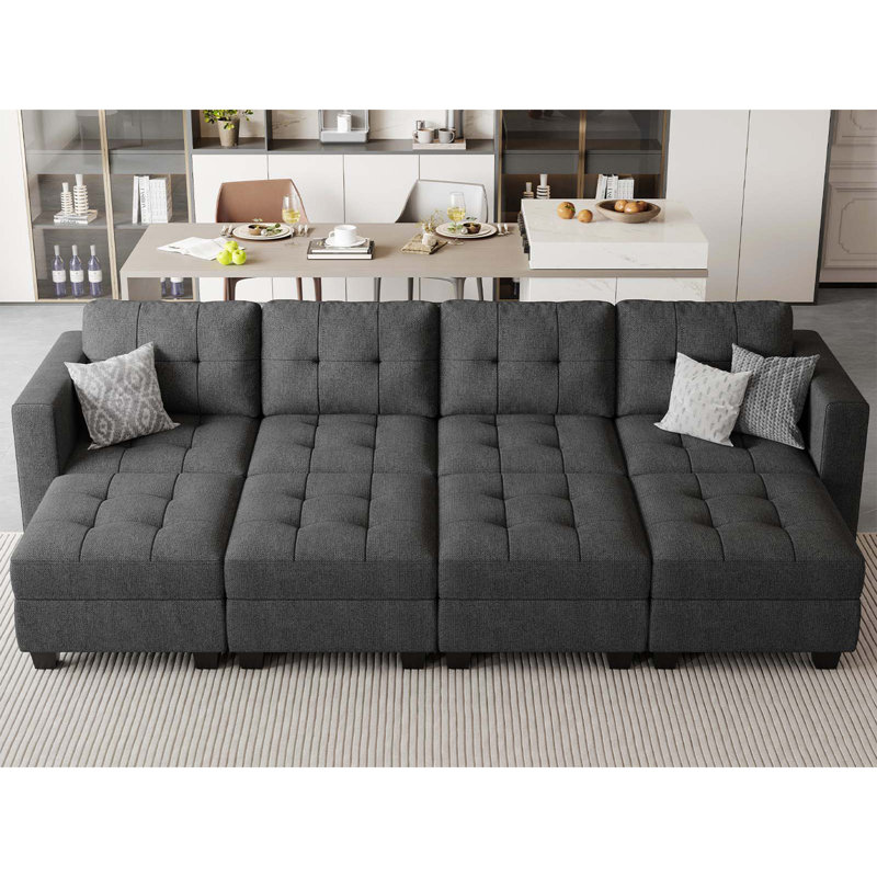 Soneson Hunsicker 116.6'' Large Modular Variable Sectional Upholstered Sleeper Couch Storage Sofa Bed-9 Piece