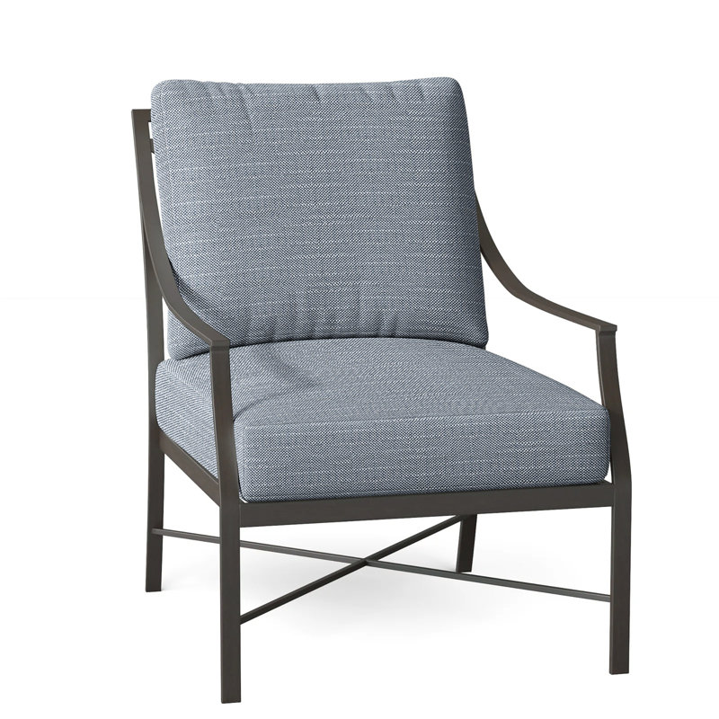 Monaco Arm Chair with Cushions, Avila Natural White, Welt, Slate Gray