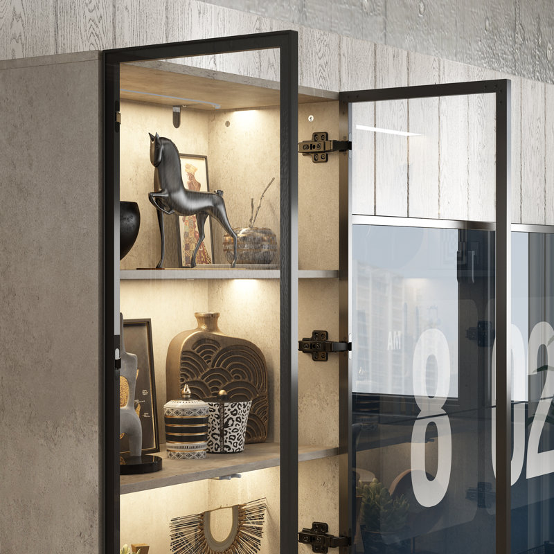 5-Tier Glass Door Display Case With Changeable LED Lights
