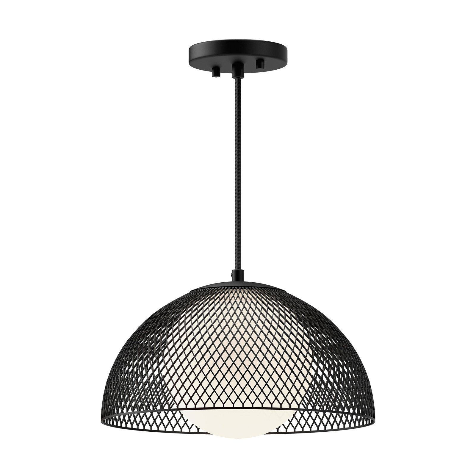 Malte Single Light Glass Steel Pendant, Matte Black