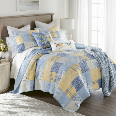 Ensemble de courtepointe pour grand lit en coton 3 pièces Donna