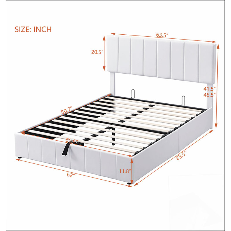 Grand lit plateforme tapissier avec rangement hydraulique, alliant confort et élégance moderne pour une chambre sans encombrement.
