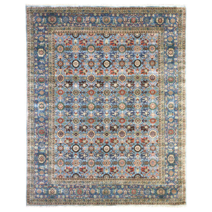 Vintage Distressed Sommer Teal/Brown Wool Rug -9'8 x 12'9