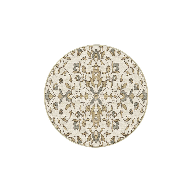 Tapis oriental en chenille / polyester tissé à la main Carolita, Rond 3 pi