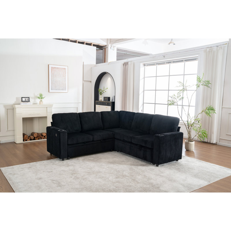 Boneless Sectional Sleeper Sofa With Pull Out Bed, Modular Corner Sofa With Storage, Sectional Couches For Living Room, Convertible Sofa Bed For Living Room, Bedroom And Apartment