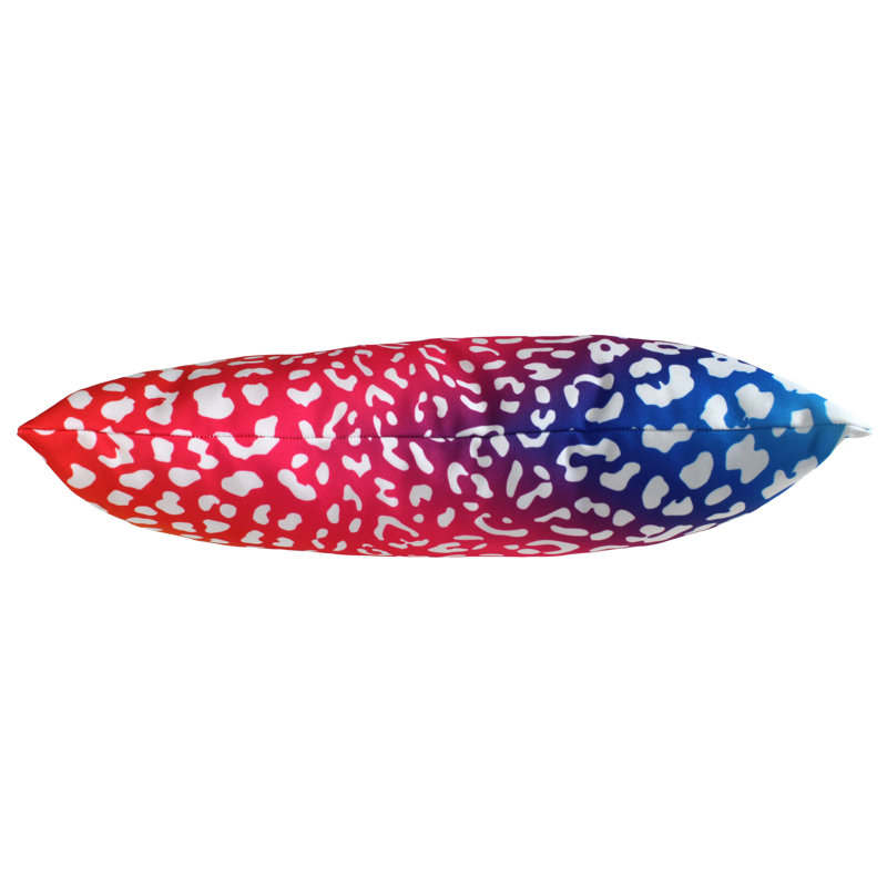 Animal Print Reversible Throw Pillow, Rainbow Gradient/White