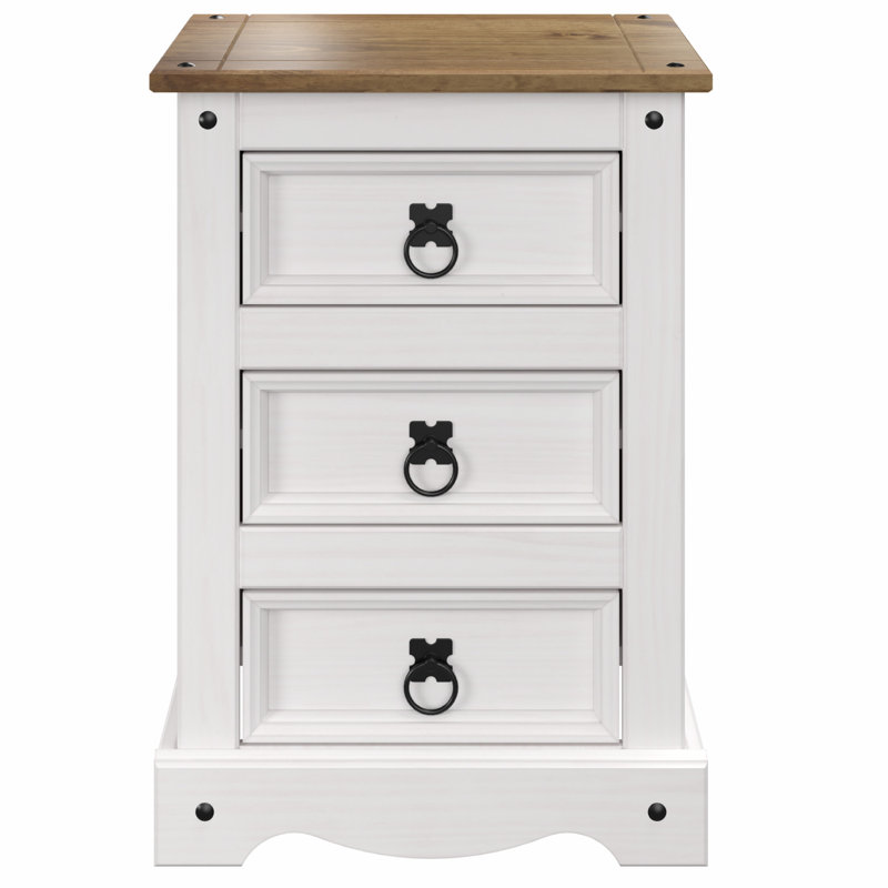 Wiete 17.72'' W Nightstand, White Wash/Antique Brown