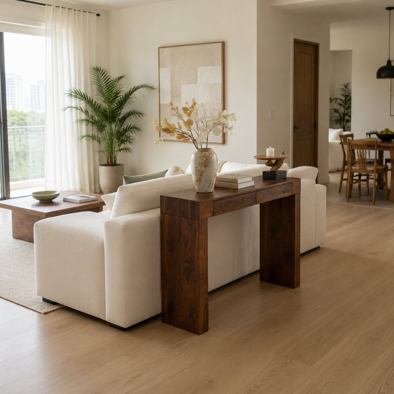 Table de bar 50 po à grain de bois en noyer avec 2 tiroirs de rangement, multifonctionnelle pour bureau à domicile