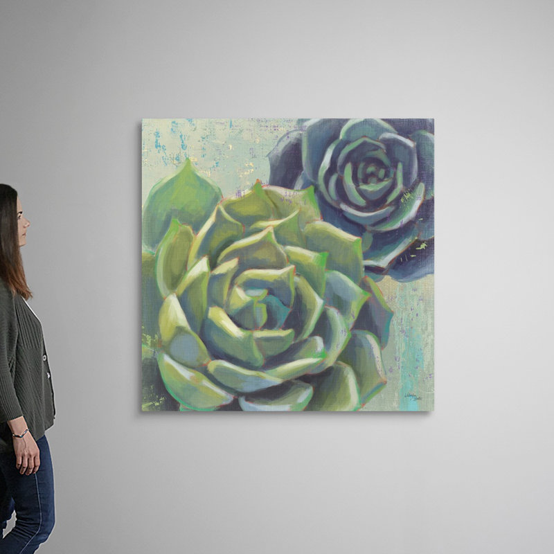 «Succulents I Crop», art mural sur toile, Toile tendue, H 48 po x l 48 po x P 1,25 po