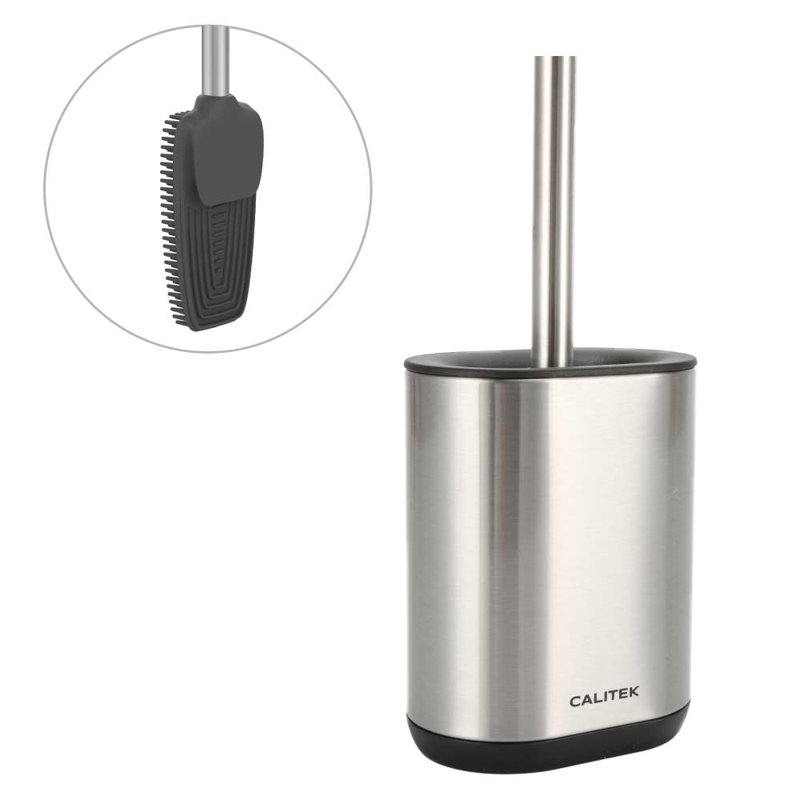 Calitek Flexi Head Toilet Brush With Holder – Black, Silver