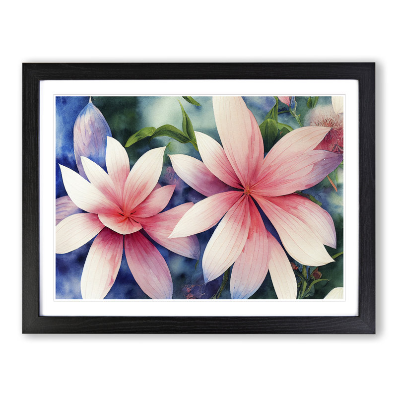 XH1022-9356X Ultimate Watercolour Flowers - Single Picture Frame Painting, 25cm H x 34cm W x 2cm D, Black