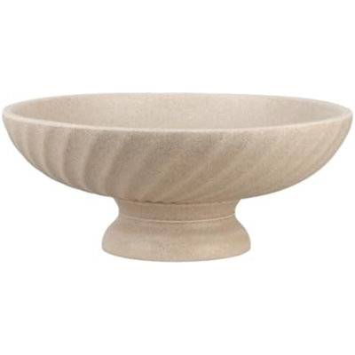 Grand bol décoratif à piédestal en résine - bol à fruits moderne pour comptoir de cuisine - bols artisanaux pour la décoration intérieure - bol à clés pour table d'entrée, pierre artificielle beige