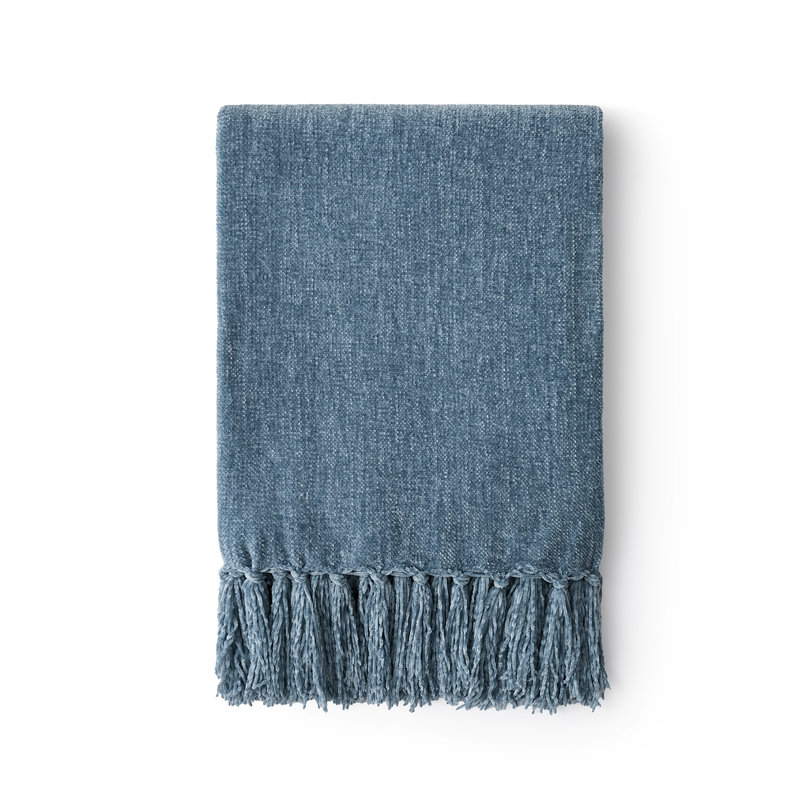 Jeté en chenille douce, L 80 po x l 60 po, Bleu nuage