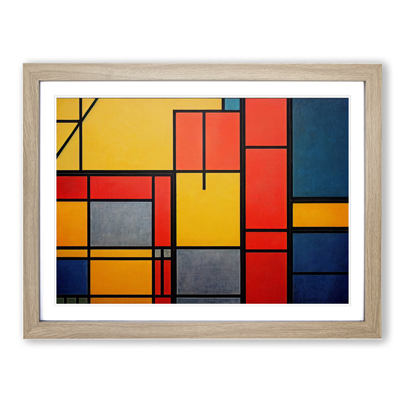 Abstract Cubism Art Vol.4 - Framed Print, 46cm H x 64cm W x 2cm D, Oak