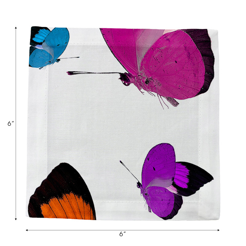 Butterflies Cotton Sateen Cocktail Napkins, Original